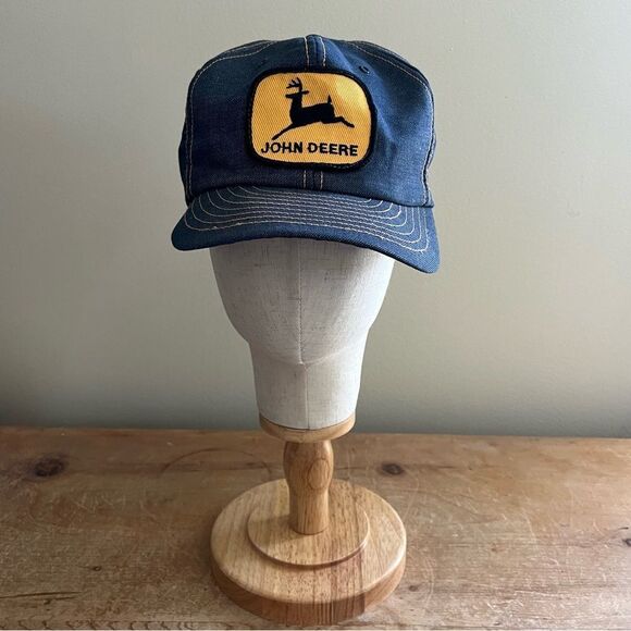 John Deere Trucker Hat Vintage Louisville Denim Adjustable Snapback Cap Patch - Picture 3 of 12